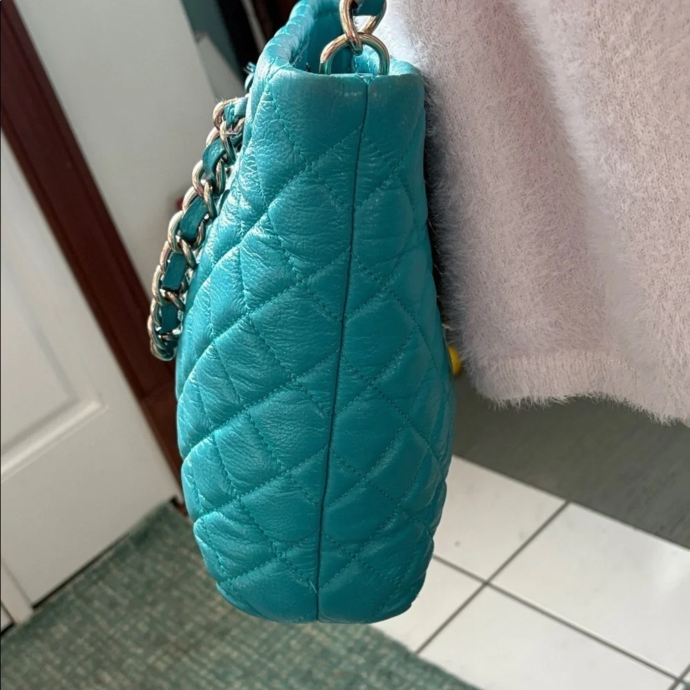 Kate Spade  satchel Crossbody bag Quilted leather Turquoise braided Chain Strap
